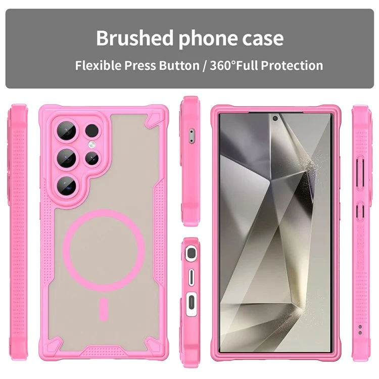 For Samsung Galaxy S24 Ultra Magnetic Case Compatible with MagSafe TPU + PC Phone Back Cover - Pink