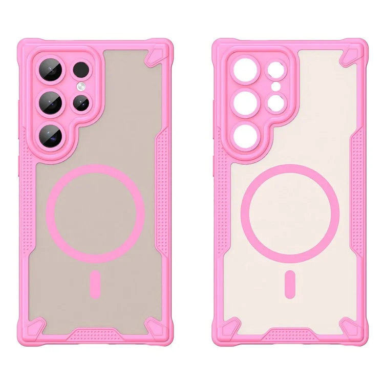 For Samsung Galaxy S24 Ultra Magnetic Case Compatible with MagSafe TPU + PC Phone Back Cover - Pink