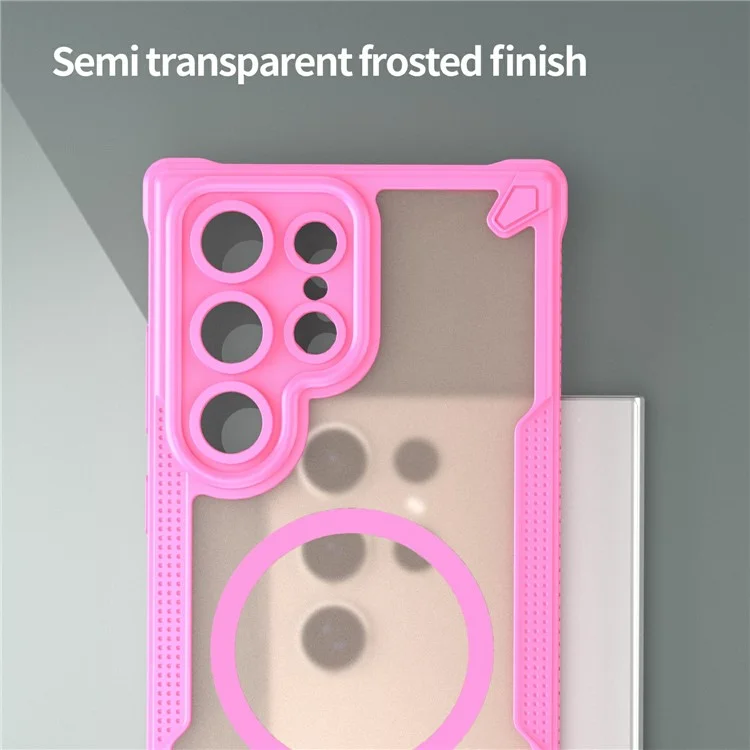 For Samsung Galaxy S24 Ultra Magnetic Case Compatible with MagSafe TPU + PC Phone Back Cover - Pink