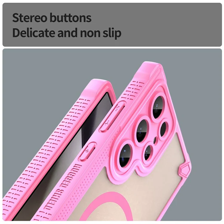 For Samsung Galaxy S24 Ultra Magnetic Case Compatible with MagSafe TPU + PC Phone Back Cover - Pink