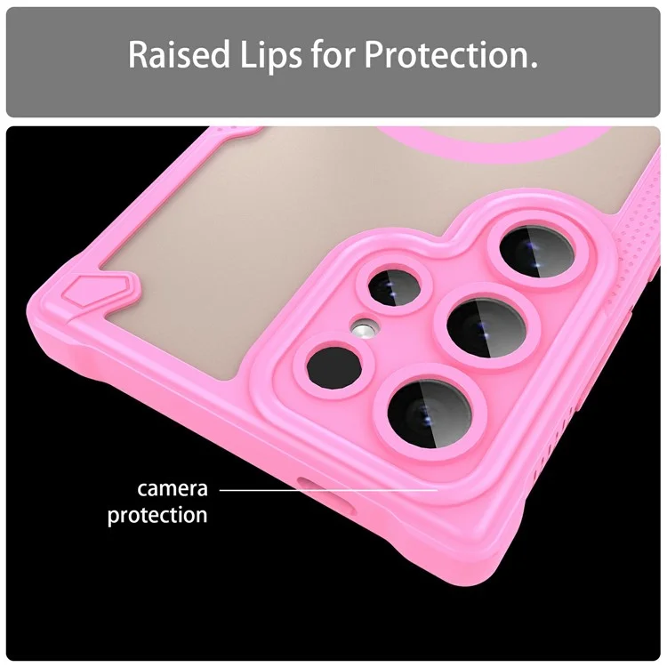 For Samsung Galaxy S24 Ultra Magnetic Case Compatible with MagSafe TPU + PC Phone Back Cover - Pink