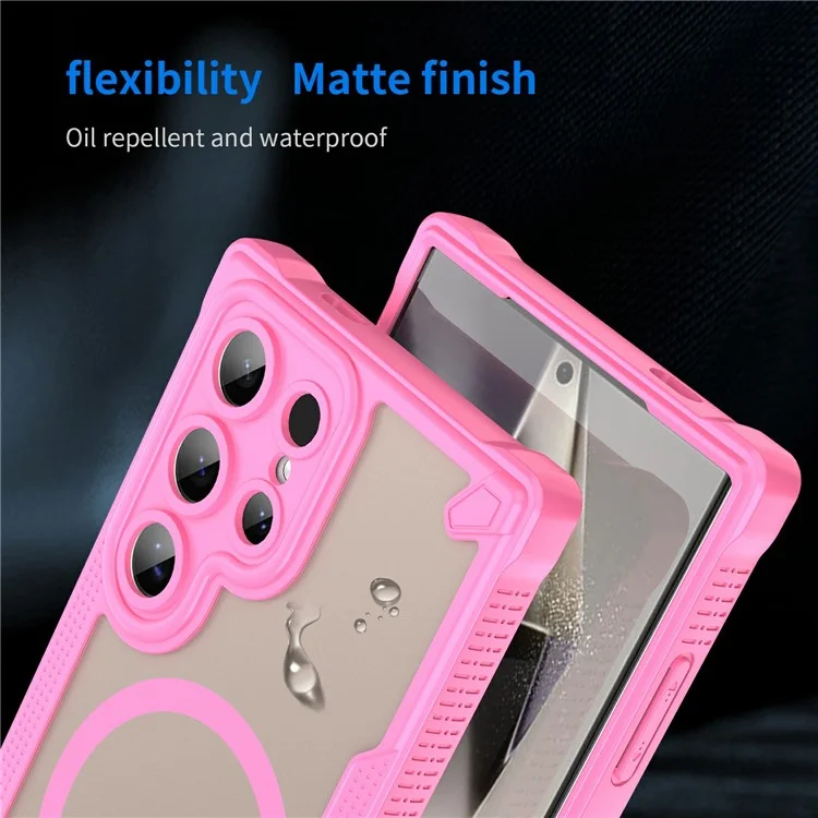 For Samsung Galaxy S24 Ultra Magnetic Case Compatible with MagSafe TPU + PC Phone Back Cover - Pink