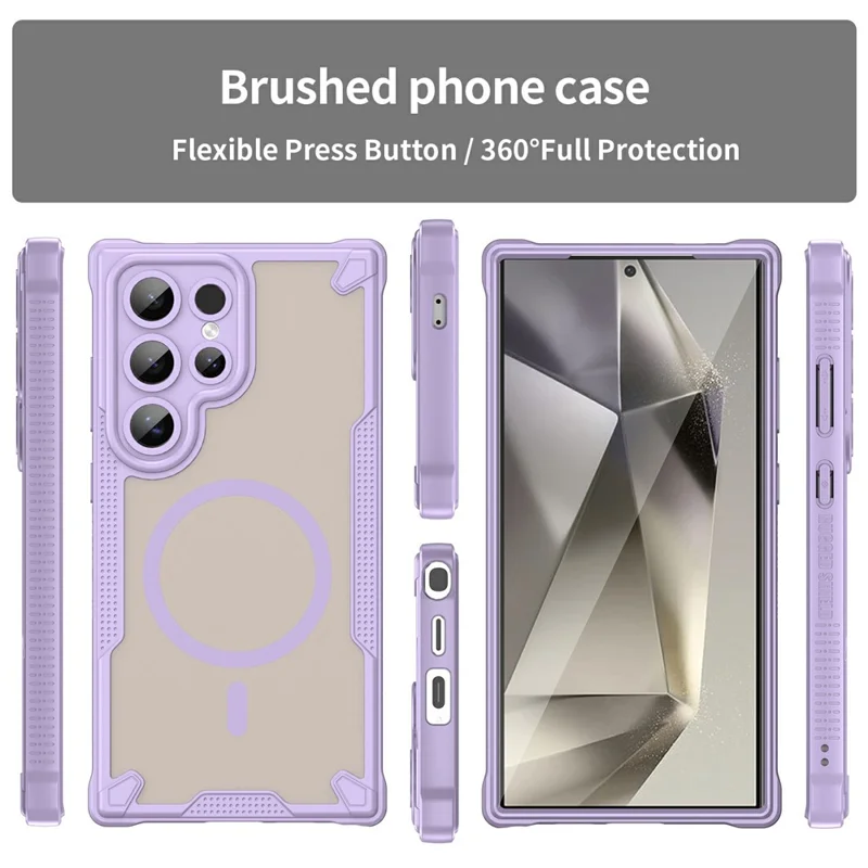 For Samsung Galaxy S24 Ultra Magnetic Case TPU + PC Phone Back Cover - Purple