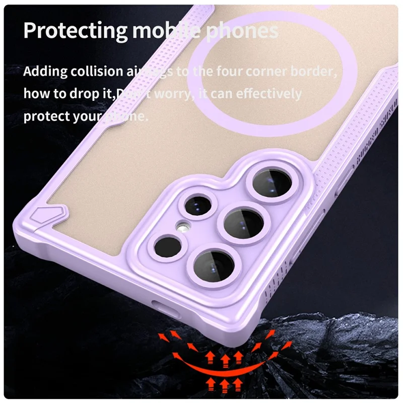 For Samsung Galaxy S24 Ultra Magnetic Case TPU + PC Phone Back Cover - Purple