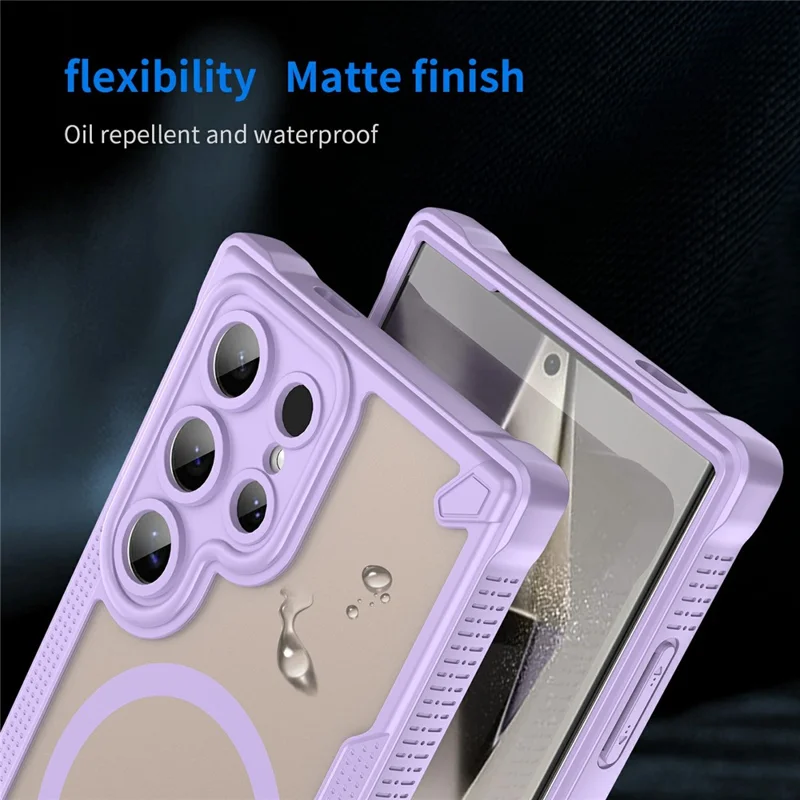 For Samsung Galaxy S24 Ultra Magnetic Case TPU + PC Phone Back Cover - Purple