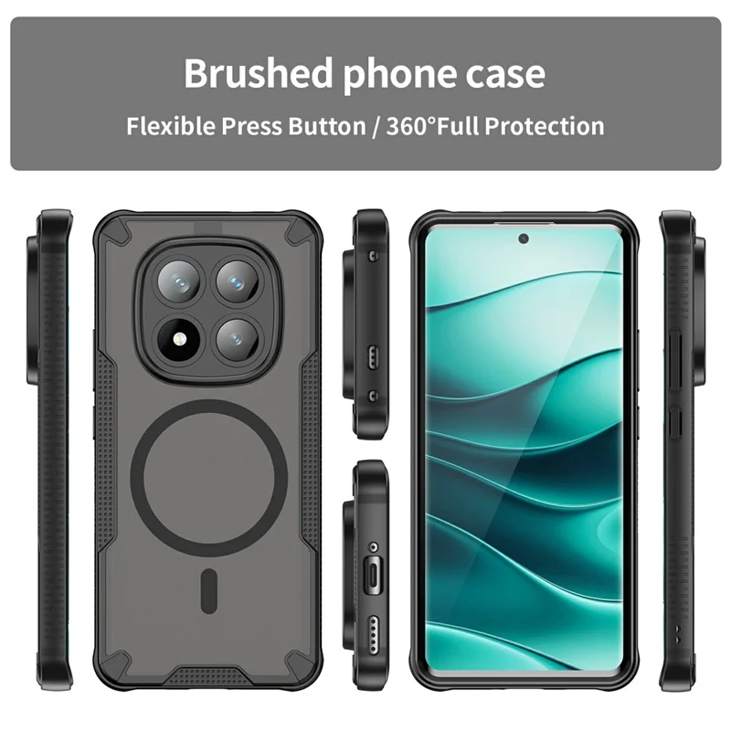For Xiaomi Redmi Note 14 Pro+ 5G Magnetic Case TPU + PC Phone Back Cover - Black