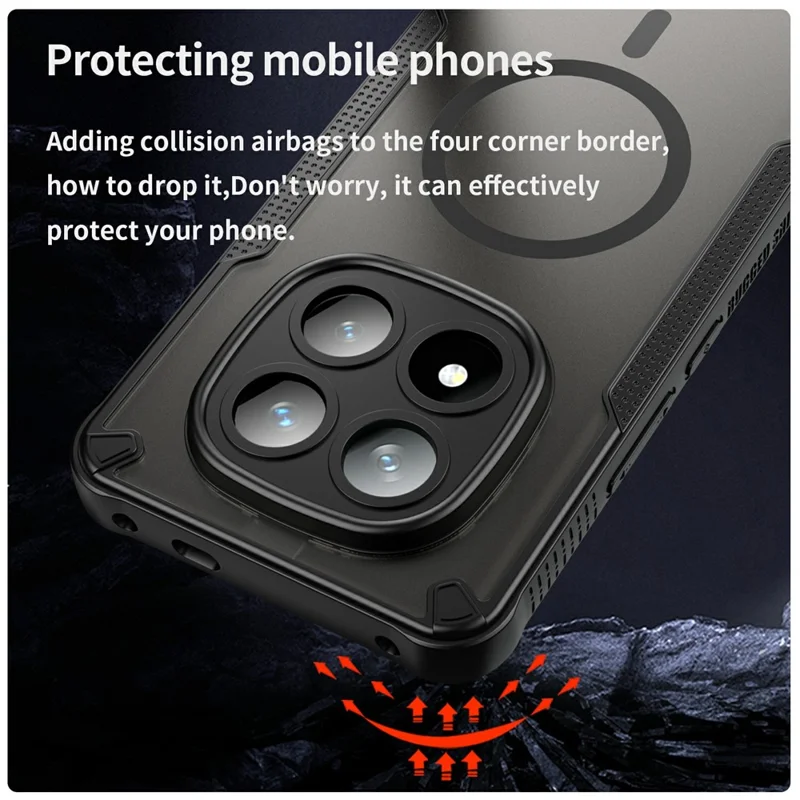 For Xiaomi Redmi Note 14 Pro+ 5G Magnetic Case TPU + PC Phone Back Cover - Black