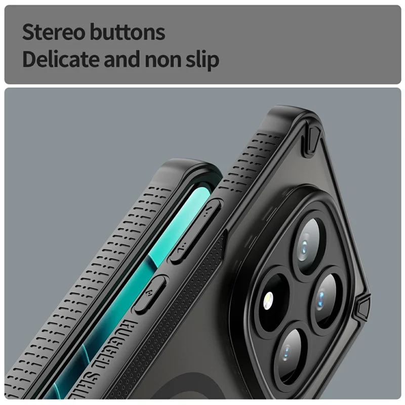 For Xiaomi Redmi Note 14 Pro+ 5G Magnetic Case TPU + PC Phone Back Cover - Black