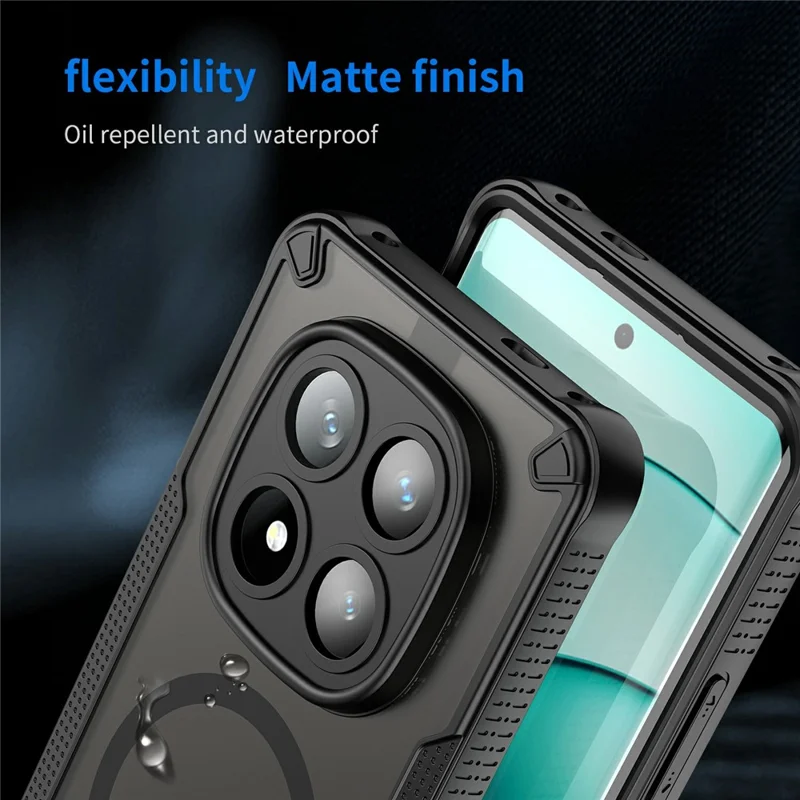For Xiaomi Redmi Note 14 Pro+ 5G Magnetic Case TPU + PC Phone Back Cover - Black
