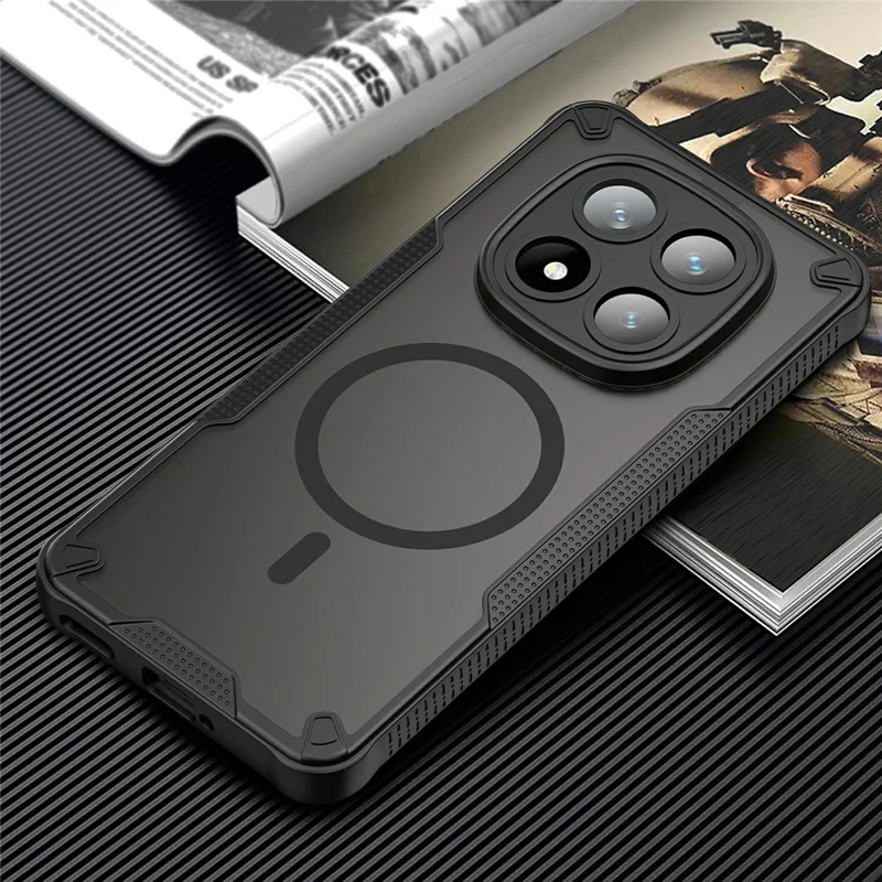 For Xiaomi Redmi Note 14 Pro+ 5G Magnetic Case TPU + PC Phone Back Cover - Black