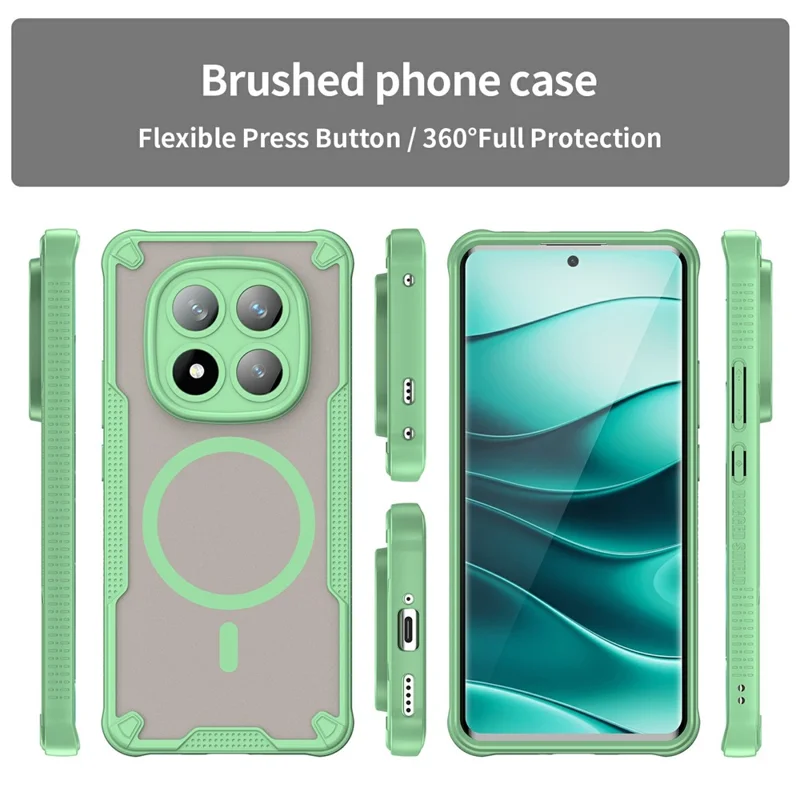 For Xiaomi Redmi Note 14 Pro+ 5G Magnetic Case TPU + PC Phone Back Cover - Green