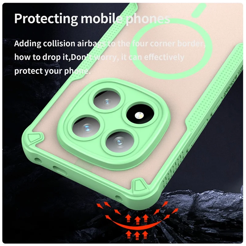 For Xiaomi Redmi Note 14 Pro+ 5G Magnetic Case TPU + PC Phone Back Cover - Green