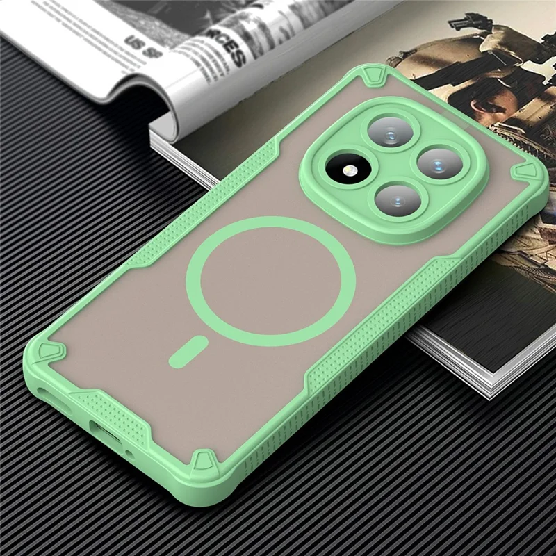 For Xiaomi Redmi Note 14 Pro+ 5G Magnetic Case TPU + PC Phone Back Cover - Green