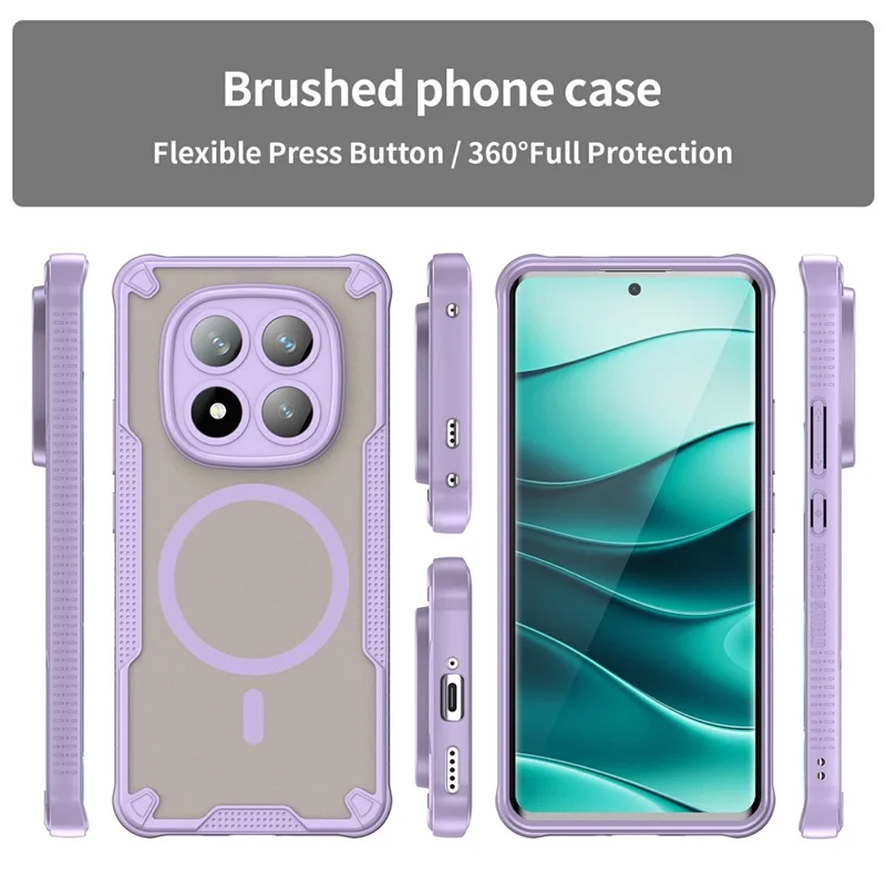 For Xiaomi Redmi Note 14 Pro+ 5G Magnetic Case TPU + PC Phone Back Cover - Purple