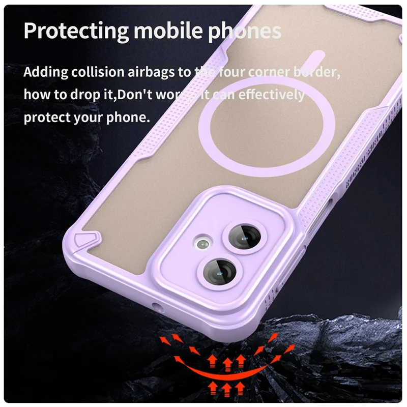 For Motorola Moto G55 5G Magnetic Case TPU + PC Phone Back Cover - Purple