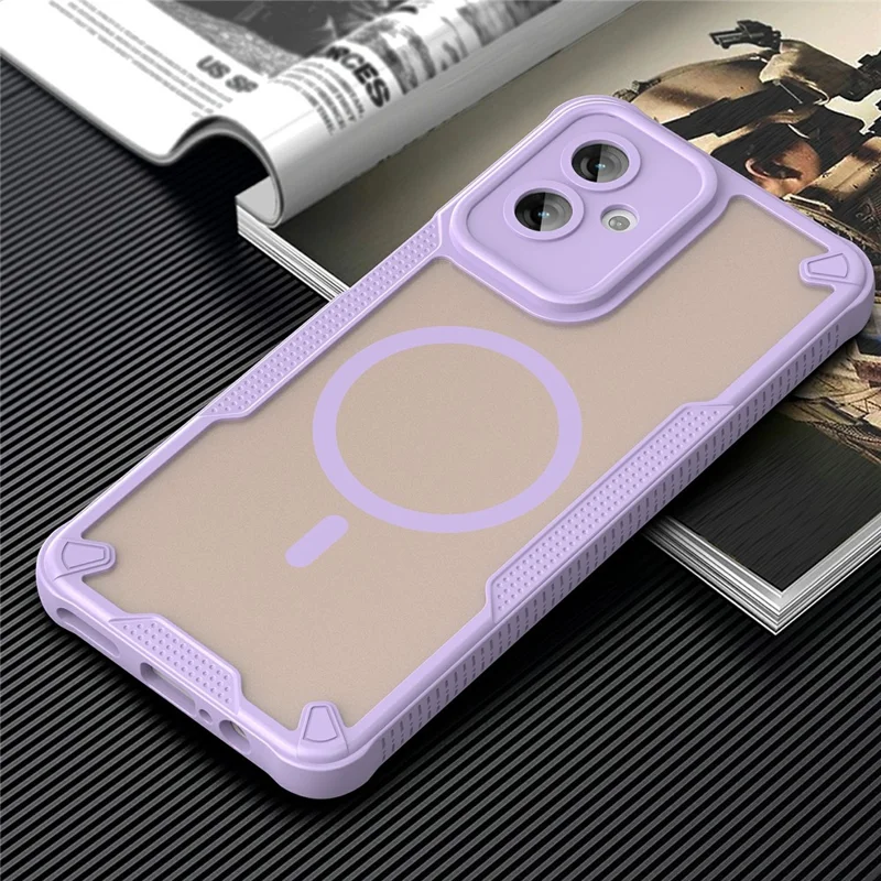 For Motorola Moto G55 5G Magnetic Case TPU + PC Phone Back Cover - Purple