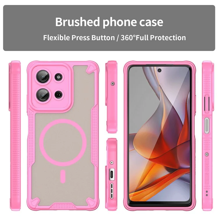 For Motorola Moto G75 5G Magnetic Case Compatible with MagSafe TPU + PC Phone Back Cover - Pink