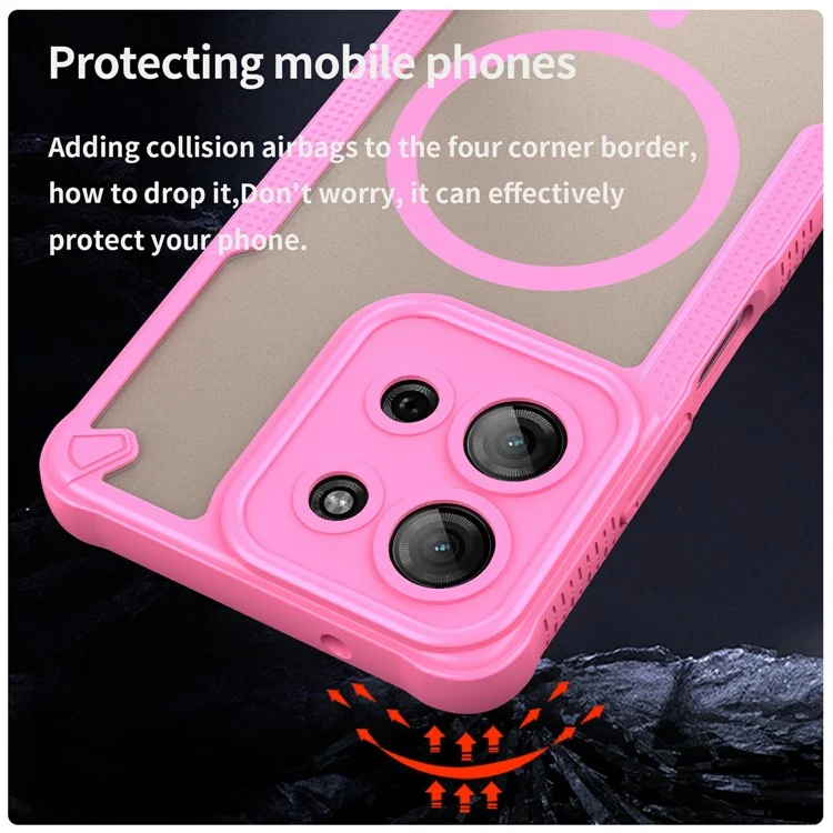For Motorola Moto G75 5G Magnetic Case Compatible with MagSafe TPU + PC Phone Back Cover - Pink