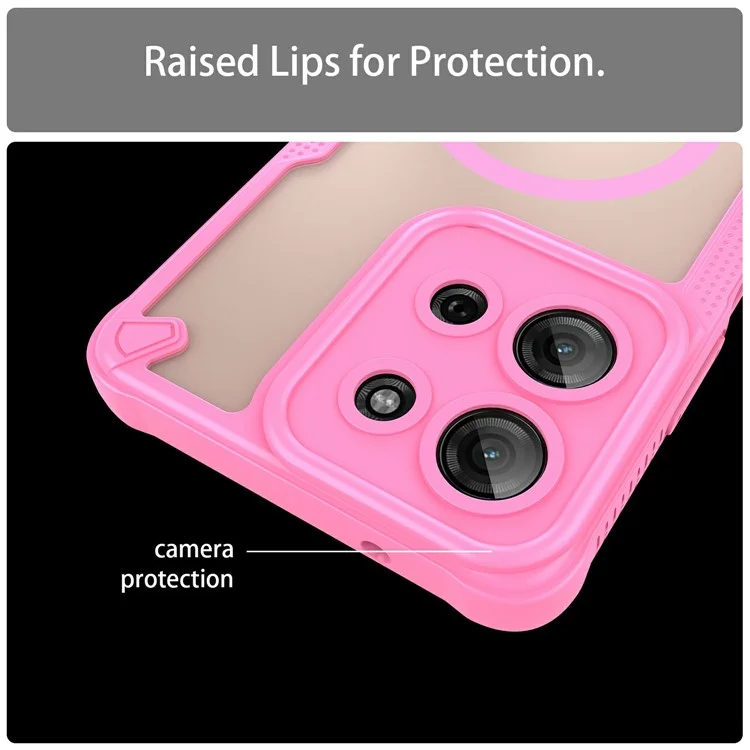 For Motorola Moto G75 5G Magnetic Case Compatible with MagSafe TPU + PC Phone Back Cover - Pink
