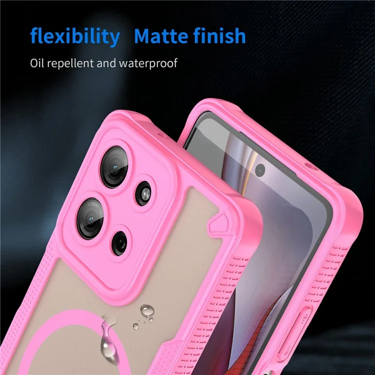 For Motorola Moto G75 5G Magnetic Case Compatible with MagSafe TPU + PC Phone Back Cover - Pink