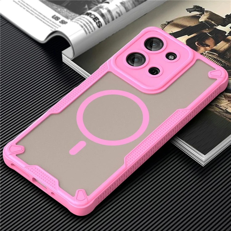 For Motorola Moto G75 5G Magnetic Case Compatible with MagSafe TPU + PC Phone Back Cover - Pink