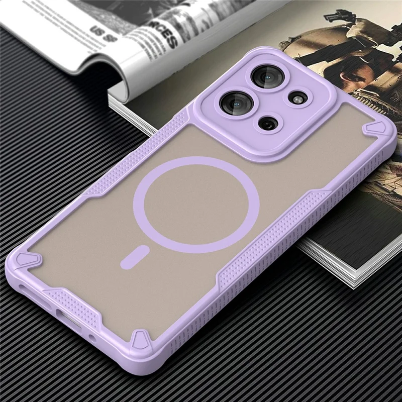 For Motorola Moto G75 5G Magnetic Case TPU + PC Phone Back Cover - Purple