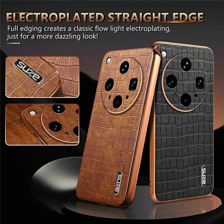 Funda AZNS para Oppo Find X8 Ultra 5G con Textura de Cocodrilo Electropulida - PU + TPU - Marrón