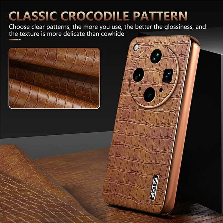 Funda AZNS para Oppo Find X8 Ultra 5G con Textura de Cocodrilo Electropulida - PU + TPU - Marrón