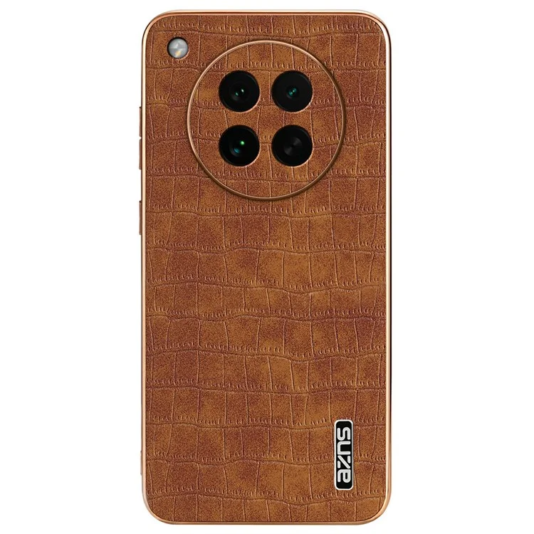 Capa AZNS para Oppo Find X8s 5G com Textura de Couro de Crocodile Eletroplatinado em PU + TPU - Marrom
