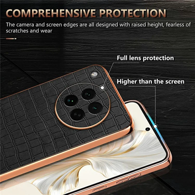 Capa AZNS para Oppo Find X8s 5G com Textura de Couro de Crocodile Eletroplatinado em PU + TPU - Marrom