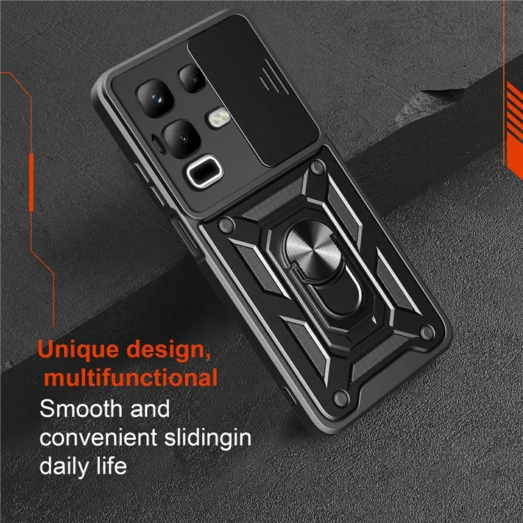 For Infinix Note 50x 5G Case with Slide Camera Lid PC + TPU Kickstand Phone Cover - Green