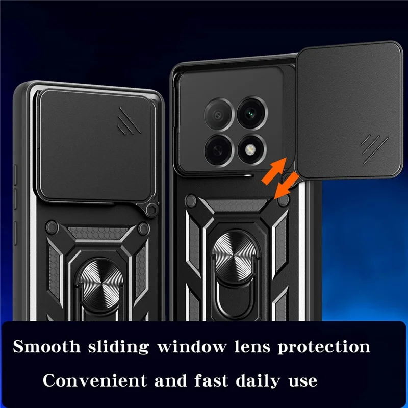 For Oppo F29 Pro 5G (Global) / A5 Pro 5G (China) Case with Slide Camera Lid PC + TPU Kickstand Phone Cover - Black