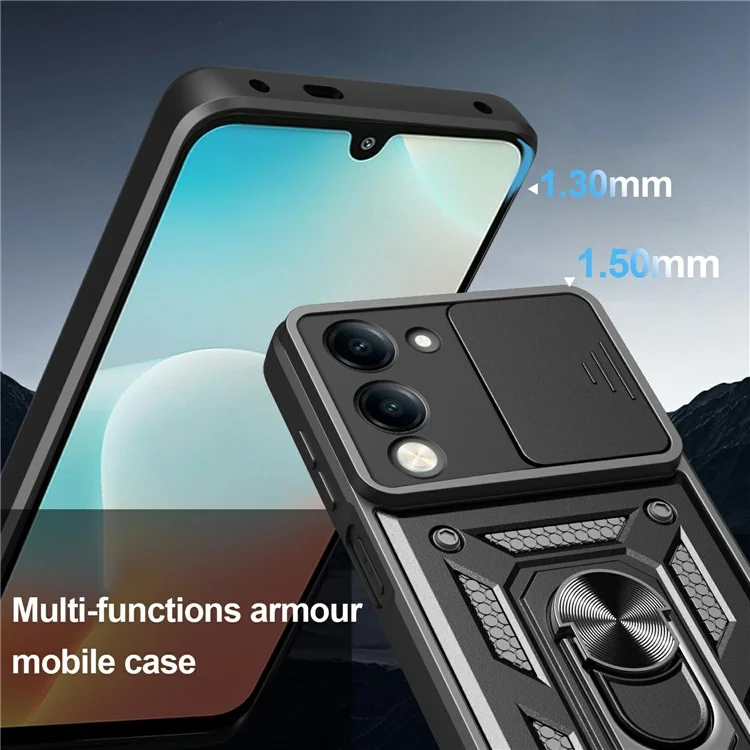 Capa para vivo Y29s 5G / Y04 4G com Tampa Deslizante para Câmera, PC + TPU com Suporte - Azul