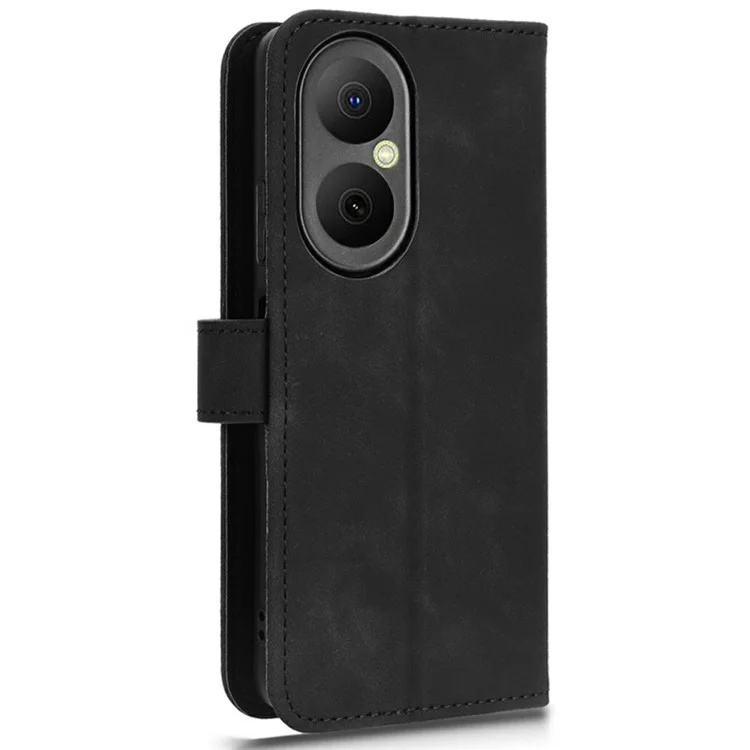 For Huawei Enjoy 80 Leather Case Skin Feel Anti Drop Wallet Flip Phone Cover - Black