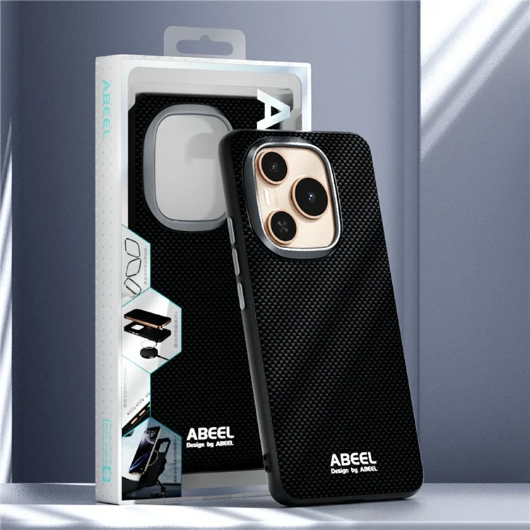 ABEEL For Honor Power 5G Hülle, kompatibel mit MagSafe, gedrucktes PC TPU Aluminium Legierung Leder Handyhülle - Schwarz