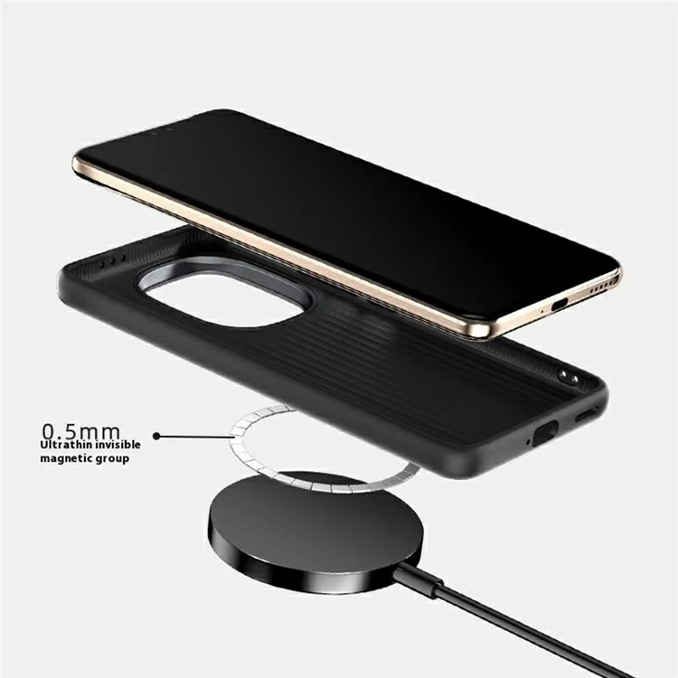 ABEEL For Honor Power 5G Hülle PC + TPU + Aluminiumlegierung + PU-Leder Handyhülle kompatibel mit MagSafe - Textur 1