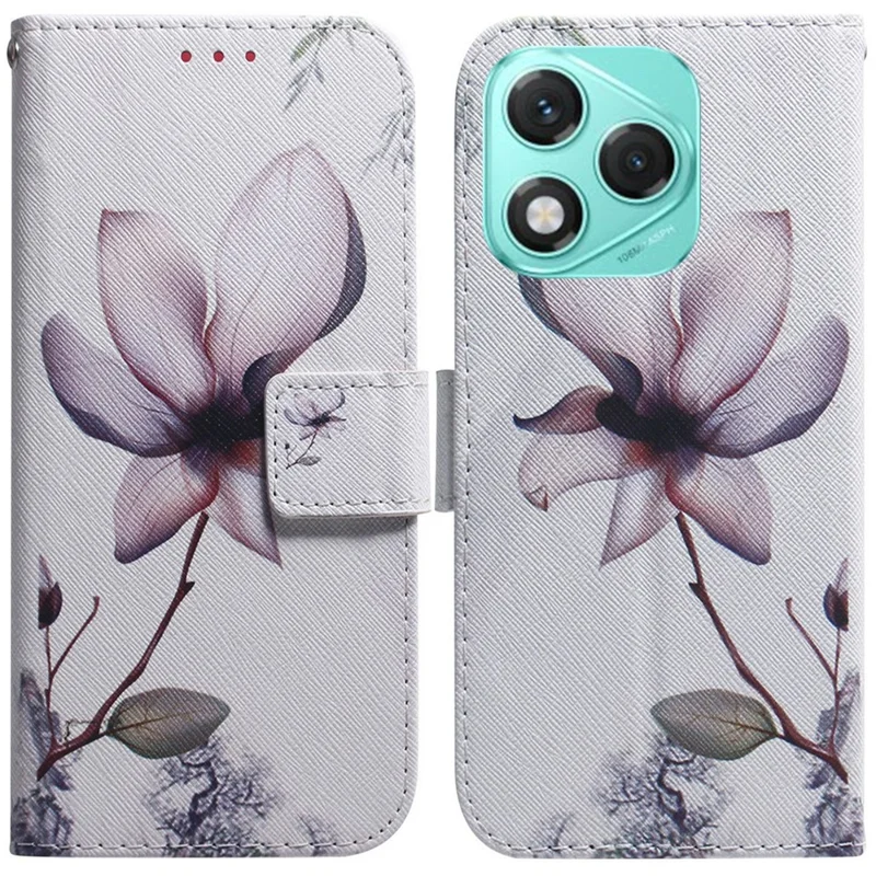 For Honor 400 Lite 5G Wallet Case Pattern Print Leather Phone Cover - Pink Flower