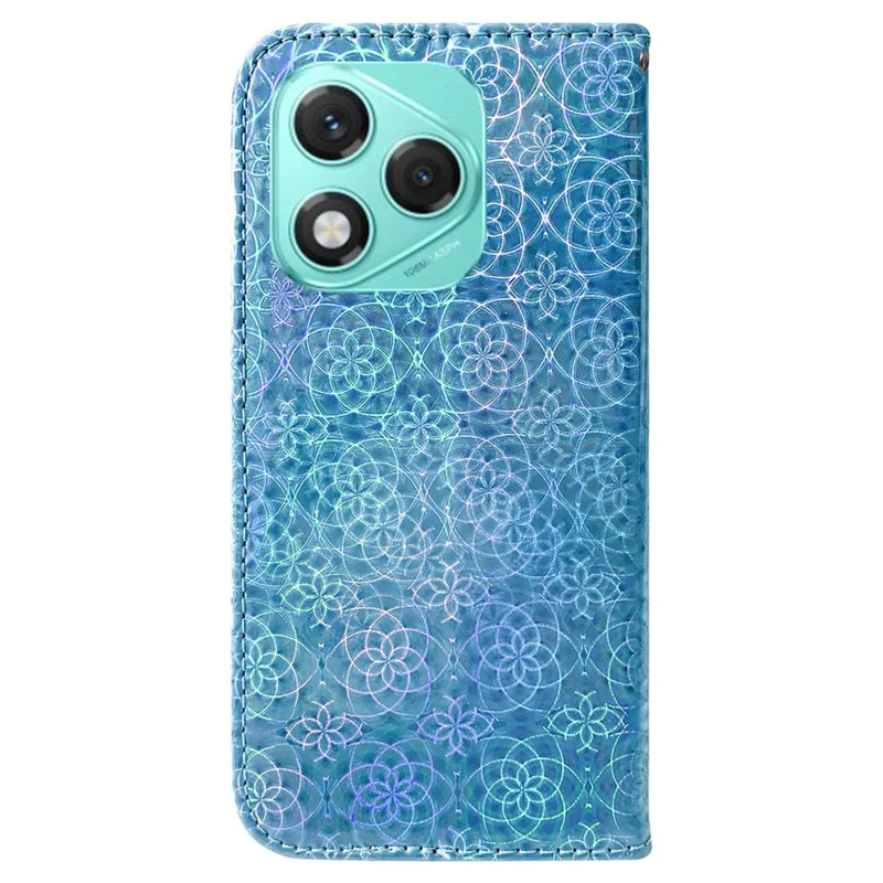 For Honor 400 Lite 5G Stand Case Med Blomstermønster i Læder – Blå