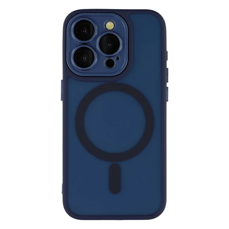 Funda para iPhone 15 Pro compatible con MagSafe Cubierta de teléfono mate de PC + TPU con película de lente de vidrio - Zafiro