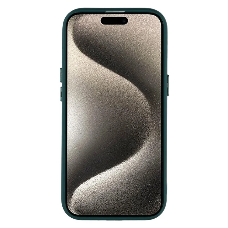 Étui pour iPhone 15 compatible avec MagSafe Housse de téléphone mate en PC + TPU avec film en verre pour objectif - Vert foncé