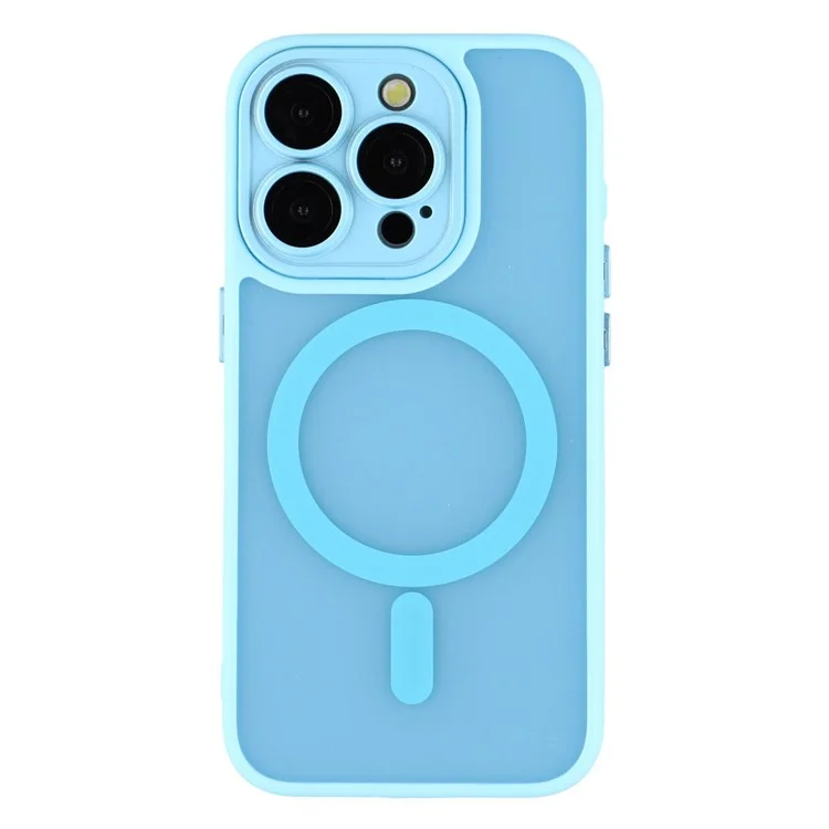 For iPhone 13 Pro Max  Case Compatible with MagSafe PC + TPU Matte Phone Cover with Glass Lens Film - Sky Blue