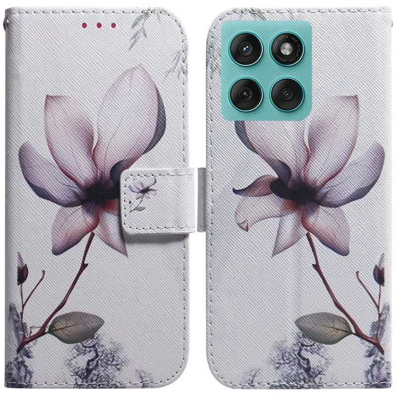 For Motorola Edge 60 5G / 60 Fusion 5G Wallet Case Pattern Print Leather Phone Cover - Pink Flower