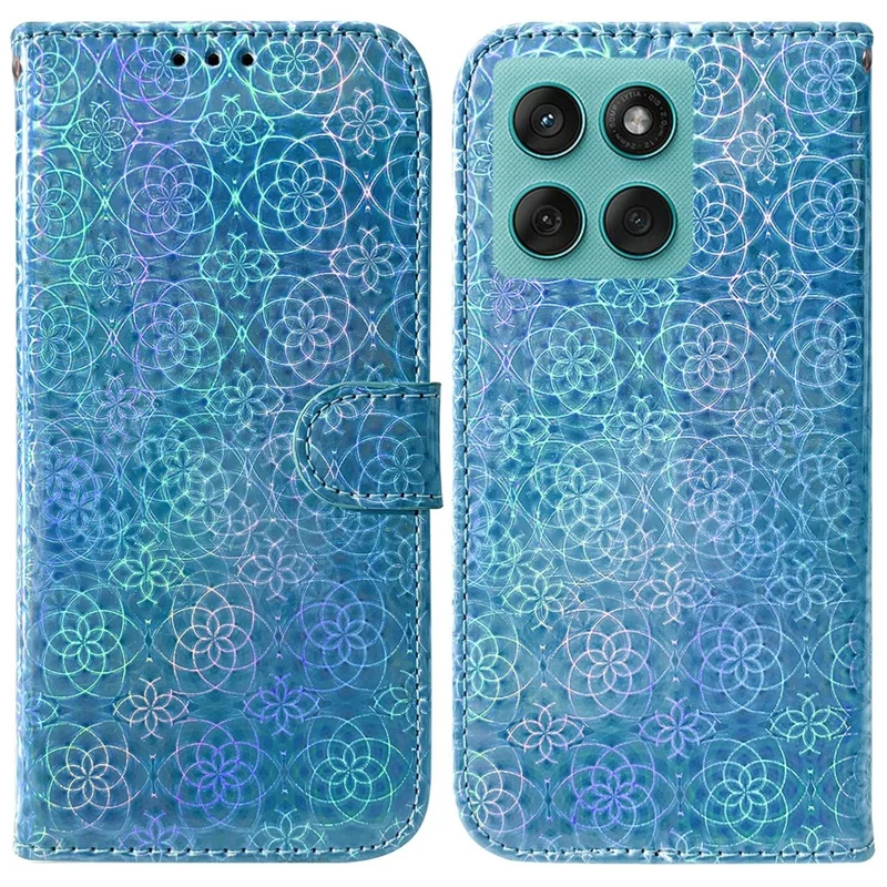 Pour Motorola Edge 60 Fusion 5G Étui Support Fleur Scintillante Housse de Téléphone en Cuir - Bleu