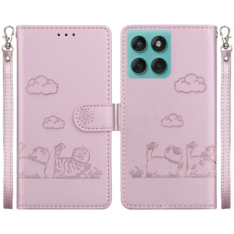 For Motorola Edge 60 5G / 60 Fusion 5G Case RFID Blocking Kitten Pattern TPU + PU Leather Phone Cover - Pink