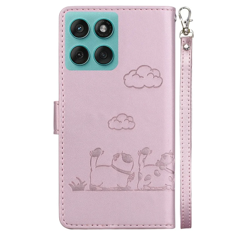 For Motorola Edge 60 5G / 60 Fusion 5G Case RFID Blocking Kitten Pattern TPU + PU Leather Phone Cover - Pink