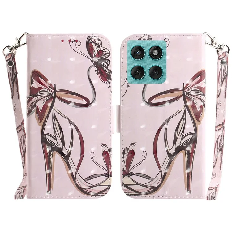 For Motorola Edge 60 5G / 60 Fusion 5G Case Pattern Printing Leather Wallet Phone Cover with Wrist Strap - Butterfly High Heels