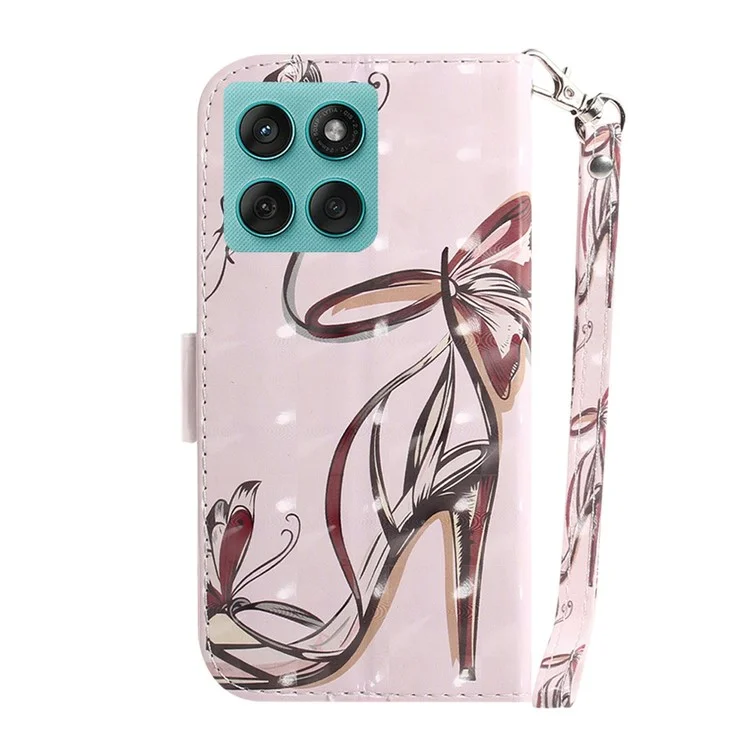 For Motorola Edge 60 5G / 60 Fusion 5G Case Pattern Printing Leather Wallet Phone Cover with Wrist Strap - Butterfly High Heels