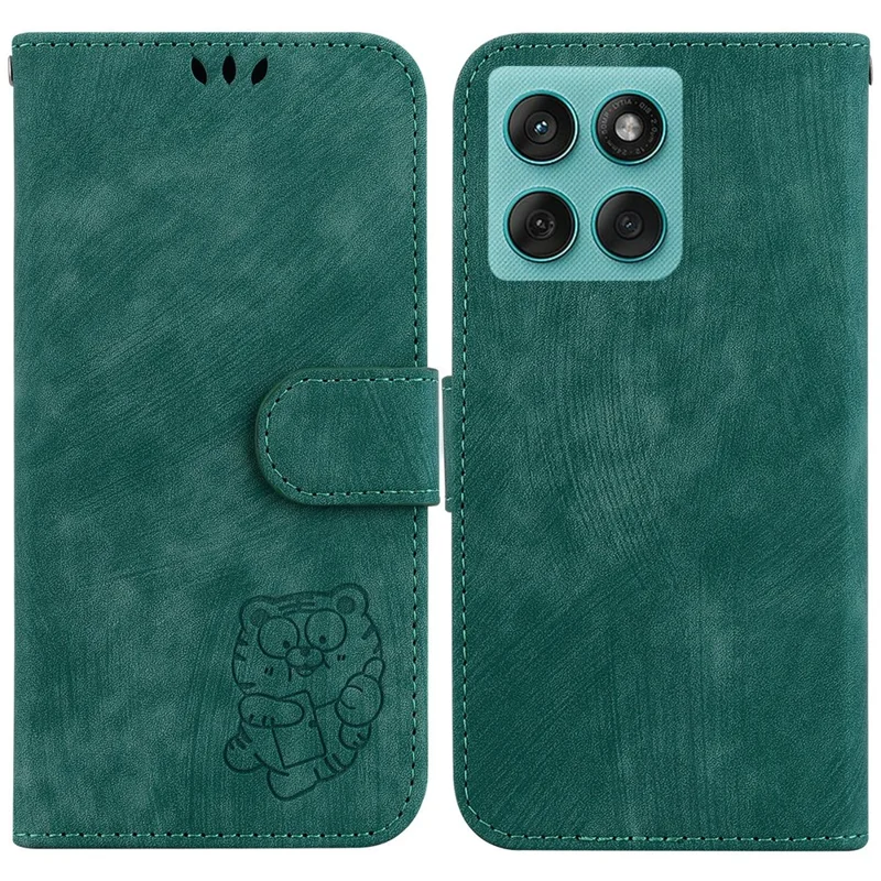 Portemonnee hoesje voor Motorola Edge 60 5G / 60 Fusion 5G met tijgerprint Lederen stootvaste telefoonhoes - Groen