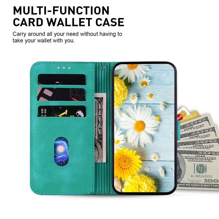 Für Motorola Edge 60 Fusion 5G Hülle Lilien-Blumen-Prägung Ledertasche mit Ständer - Grün