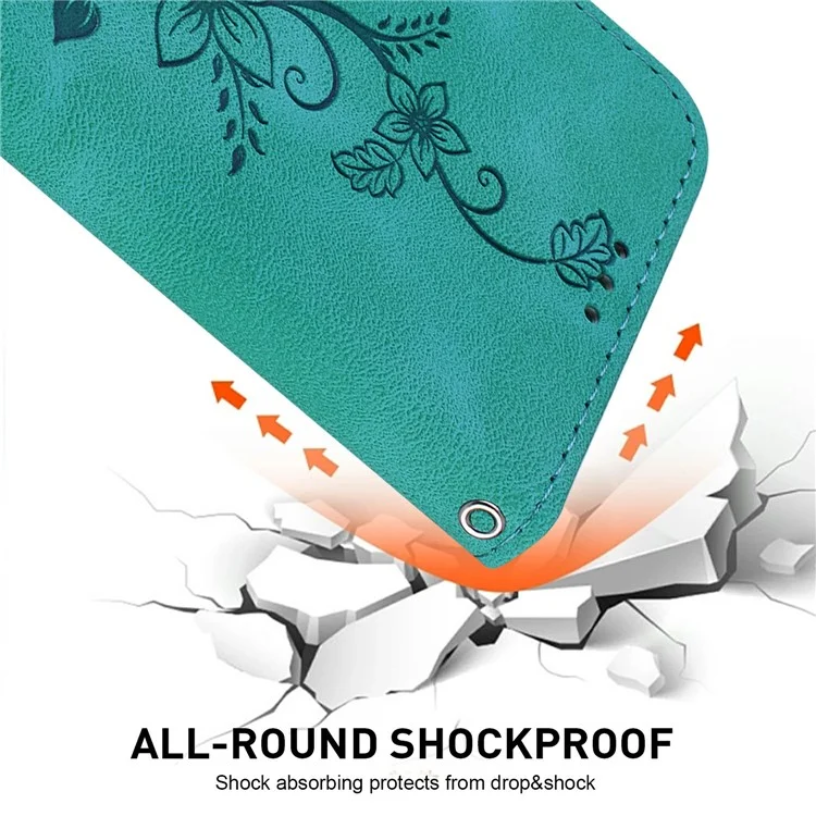 Für Motorola Edge 60 Fusion 5G Hülle Lilien-Blumen-Prägung Ledertasche mit Ständer - Grün